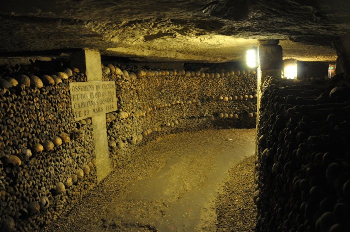 The bones in the Paris Catacombs