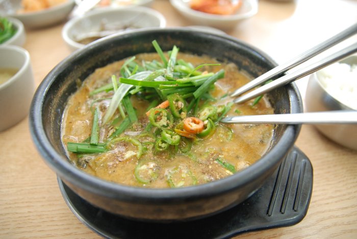 Chueo-tang, a South Korean soup, made with freshwater fish.