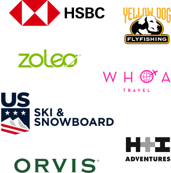 Partner logos:HSBC, Yellow Dog Flyfishing, Zoleo, WHOA Travel, US Ski and Snowboard, H+H Adventures, Orvis