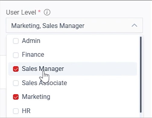 Partner Portal User Level permission options