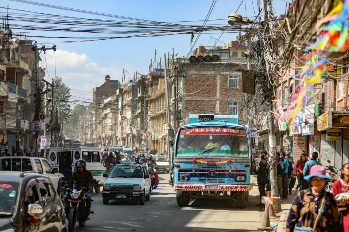 A busy Kathmandu street.