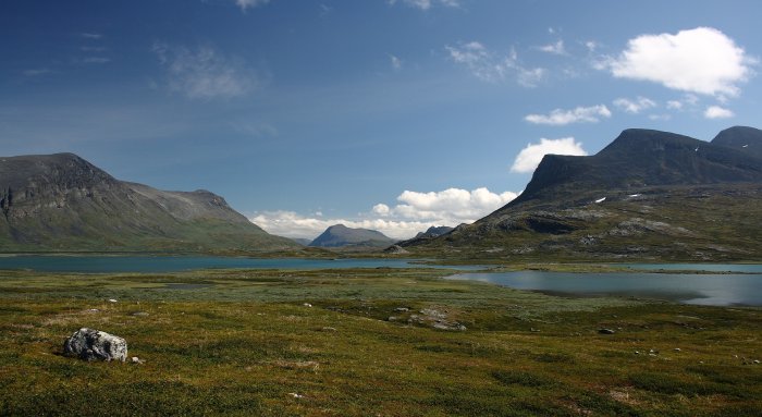 The peaks and grassy valleys of Lapland, Sweden.